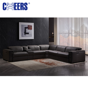 Sofá Seccional Reclinable <span class=keywords><strong>Manwah</strong></span> Cheers Power Moderno de Cuero Genuino con Estructura Metálica Extensible para Sala de Estar - Product Image 3