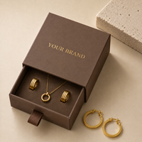 Boîte cadeau de luxe personnalisée pour bijoux avec ruban, emballage en papier recyclé pour bague, bracelet, collier, logo personnalisé