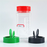 Pot à épices en plastique transparent PET de 500 ml, écologique, avec couvercles doseurs et étiquettes pour le stockage du poivre et autres poudres d'assaisonnement
