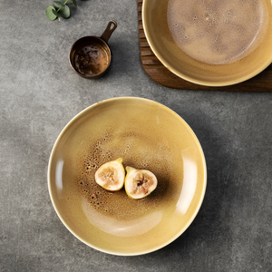 Service de vaisselle en porcelaine japonaise rustique à pois YAYU, glaçure brune vintage, assiette de présentation en céramique faite à la main pour restaurant - Product Image 2