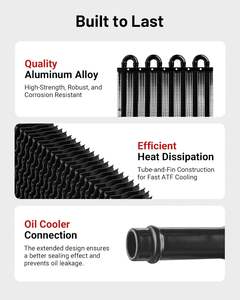 Kit de refroidisseur d'huile de transmission en aluminium à tubes et ailettes 8 rangées pour mise à niveau automobile, condenseur de tube à rangées pour modification automobile - Product Image 4