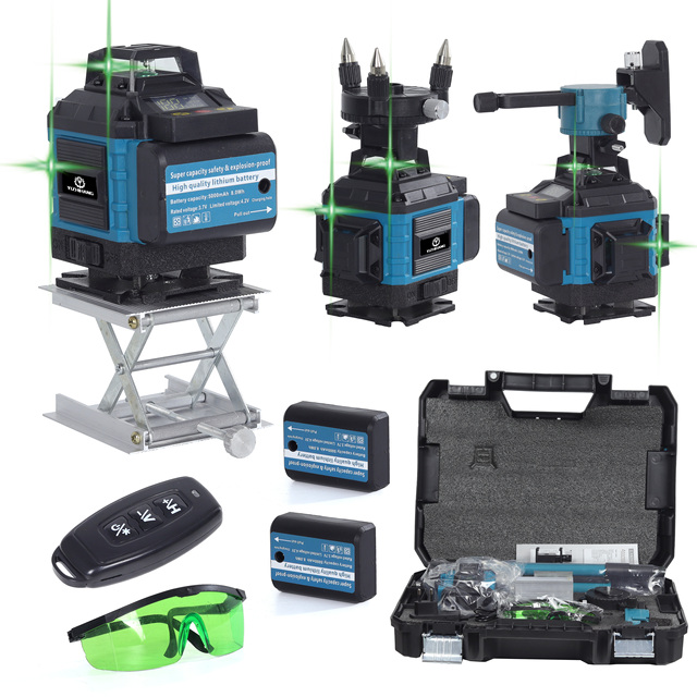 Green 360 Self Leveling Rotary Laser Level 4D 16 Lines Horizontal&Vertical Cross Line Laser Surveying Measuring Tools