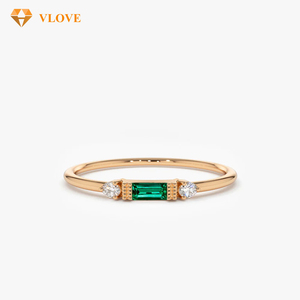 Anillo de Esmeralda para Mujer, Oro Blanco Sólido de 14k, Montura para Esmeralda, Anillo de Boda de Esmeralda para Él y Ella, Juego de Anillos para Parejas - Product Image 3
