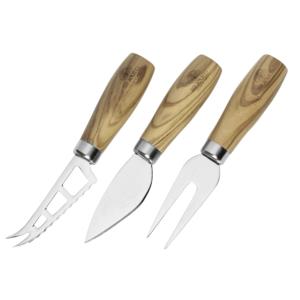 Juego de cuchillos para queso Berard de 3 piezas de acero inoxidable con mango de madera para servir queso - Product Image 1
