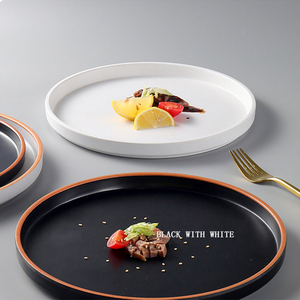 Nouvelle Assiette Ronde en Mélamine Effet <span class=keywords><strong>Marbre</strong></span> Noir pour Restaurant, Vente en Gros, Assiette <span class=keywords><strong>de</strong></span> Service en Mélamine pour Fruits - Product Image 4