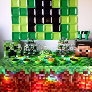 Laser Pixel Minecraft <b>Tablecloth</b> <b>Rectangle</b> Disposable PE Birthday Party Decoration Environment Friendly - Product Image 4