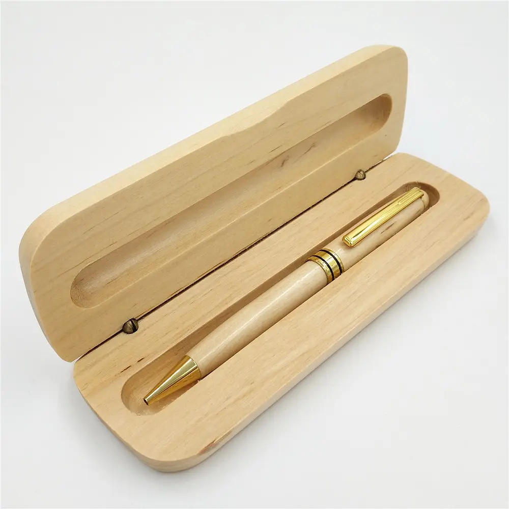 Pronto per la spedizione set di penne in legno regalo penna a sfera in legno di bambù logo con scatola set di penne in bambù