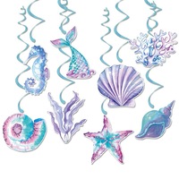8 décorations suspendues en spirale en papier faites à la main, thème sirène, pour fêtes d'anniversaire d'intérieur sur le thème de l'océan pour enfants, Chine