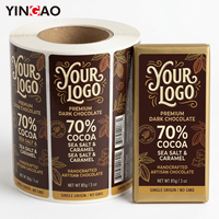 Étiquettes personnalisées en rouleau pour emballage de barres chocolatées, autocollantes, étanches, pour emballages alimentaires, chocolats et bonbons au cacao