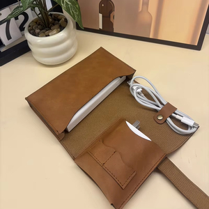 New Design PU Leather <b>Cable</b> Organizer Multi Function Tech Pouch Organizer Charger <b>Cable</b> <b>Bag</b> Traveling <b>Bag</b> Set D-011 - Product Image 1