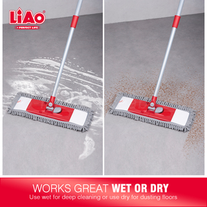 LiAo <strong>Red</strong> Green Blue Multi Colors 40cm 360 Rotating Chenille Sweeping Dust Flat <strong>Mop</strong> for Household Floor Cleaning - Product Image 5