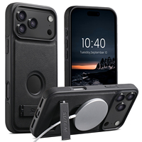Coque de téléphone SUTENI pour iPhone 18 Pro Max avec support magnétique, chargement sans fil, finition givrée, aspect cuir de luxe, compatible 17 16 Plus 15 14 13 12