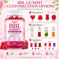 Gummies BBL sans sucre, véganes, à base de plantes naturelles, marque privée OEM ODM, 60 gummies/flacon pour la beauté quotidienne des hanches