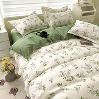 MnTYaE ensemble de housse de couette simple et confortable avec drap housses de couette taies d'oreiller imprimé floral brossé ensemble de literie pour la maison
