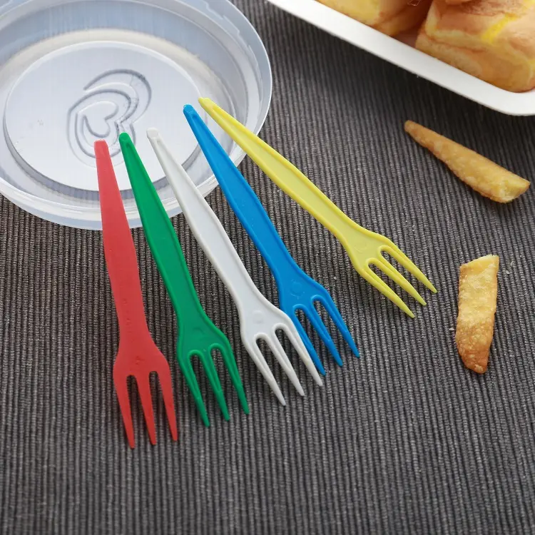 Trái Cây Nhựa PP Dùng Một Lần Đầy Màu Sắc Mini Fork Pitch Món Tráng Miệng Snack Cake Fork