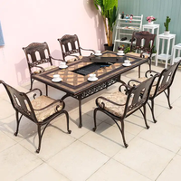 Meubles rétro d'extérieur de style européen pour cour et balcon tables et chaises en fonte d'aluminium