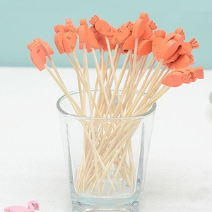 Bâtons de bambou modernes jetables exquis-Accents de fleur de coeur d'animaux élégants pour l'amusement gastronomique-Bouches - Product Image 1