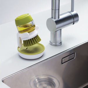 Автоматическая щетка для мытья посуды с дозатором жидкости, экологичная, с нейлоновой щетиной, для пластиковых кастрюль и посуды, бесконтактная, для ленивых пользователей - Product Image 4