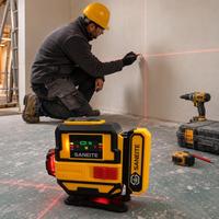Niveau laser de sol 12 lignes, auto-nivelant, lignes croisées rouges, affichage numérique, batterie Li-ion pour l'alignement et la mise en plan de la construction au sol