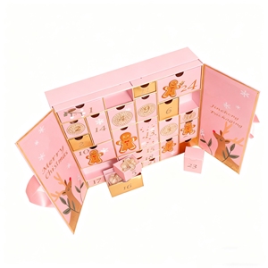 Usine de boîte-cadeau de fantaisie à double porte en gros pour les cosmétiques de cils de Noël Emballage de calendrier de beauté de l'avent Festival de fête - Product Image 2