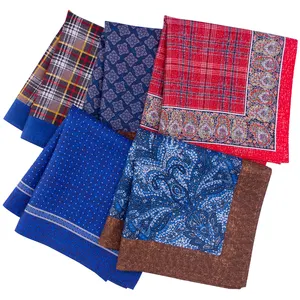 Hamocigia Wholesale Supplier Handmade 100% Silk Printing Handkerchief Pocket Square For Man Suit