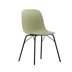 بيع بالجملة قاعدة فولاذية تجارية مزدوجة قابلة للتكديس ، كرسي طعام PP سريع التجميع للمطعم ، أثاث مقهى بيسترو - Product Image 3