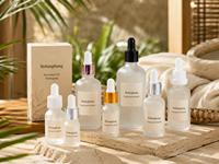 Flacons pulvérisateurs en verre transparent cylindriques vides de 5 ml, 10 ml, 15 ml, 20 ml, 30 ml, 50 ml pour huiles essentielles, rechargeables, ensembles d'échantillons de voyage avec compte-gouttes