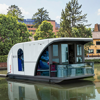 Maison flottante moderne de luxe, bateau préfabriqué avec design écologique, installation rapide, applications pour bâtiments scolaires/bureaux