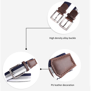 Fábrica al por mayor de encargo de los hombres de trenzado elástico tejido cinturón de golf para los pantalones vaqueros cinturón elástico con aleación para la hebilla - Product Image 2