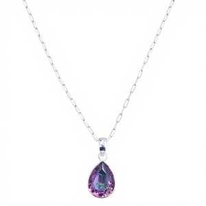 Pendentif en quartz mystique de luxe, argent sterling 925, coupe poire, bijoux faits à la main, fabricant de bijoux de designer, Jaipur - Product Image 2