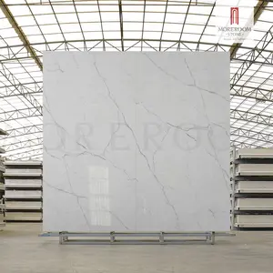 Polished Marble Look White Carrara Slabs Gloss 120*260 Sintered Stone Can Be Decoration