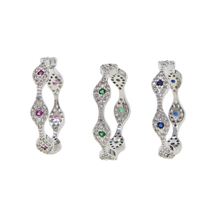 Anello Eternity con Occhio Turco in Argento Placcato, Gioiello da Donna con Micro Pavé di Zirconi Cubici 5A Blu, Verde e Rosso - Product Image 6