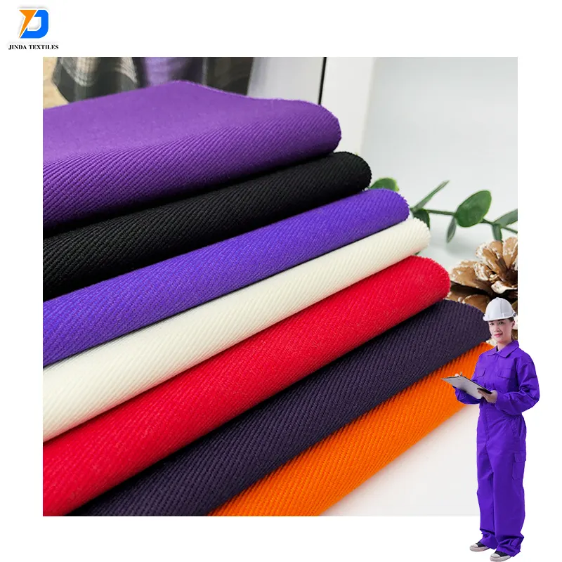 Jinda özelleştirilmiş düz boyalı kumaş tedarikçisi polyester pamuk 60 / 40 okul üniforması tekstil 300 gsm kaplama gömlek kumaş