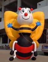Abeille gonflable avec éclairage LED, abeille gonflable de dessin animé pour décoration d'exposition d'art en plein air