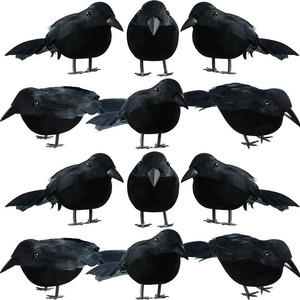 Cuervos Realistas de Halloween, Cuervos con Plumas, Cuervos Negros Artificiales, Accesorios de Decoración, Pájaros - Product Image 4