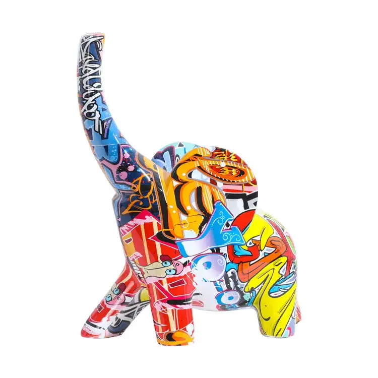 Ultimo Design Art figura decorativa casa soggiorno Olifant Beeld ornamento arte astratta resina Graffiti elefante statua