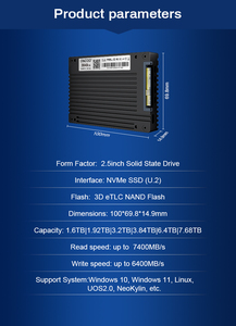 OSCOO OE200 2.5-дюймовый U.2 NVMe PCIe 4.0x4 SSD, 3D ETLC NAND, скорость чтения до 7400 МБ/с, твердотельный накопитель корпоративного класса - Product Image 6