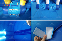 Piscina Inflable Grande de Doble Carril WINSUN, PVC/Vinilo Resistente, para Interiores/Exteriores, Ignífuga, Sin Plomo, Parque Acuático Escolar con Temática de Tiburón