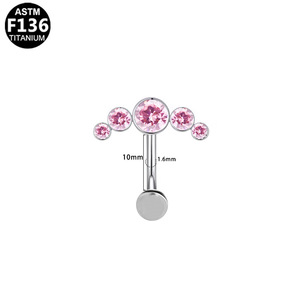 Titanium Navel Ring With Blue <b>Crystals</b> <b>Ball</b> Shape Women's Fashion Piercing Jewelry - Product Image 3