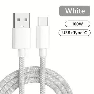 สายชาร์จเร็ว 100W ความเร็วสูง สายถักไนลอน USB เป็น Type-C 6A สายดาต้า USB C ยาว 1 เมตร 2 เมตร - Product Image 6