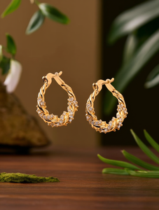 Orecchini a Cerchio Trendy Placcati in Oro 18K con Zirconi, Gioielli da Festa per Donne - Product Image 2