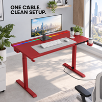 Bureau de jeu électrique réglable en hauteur AOR avec prise de courant et LED RGB, bureau d'ordinateur assis-debout pour la maison, le bureau et la vente en gros en usine