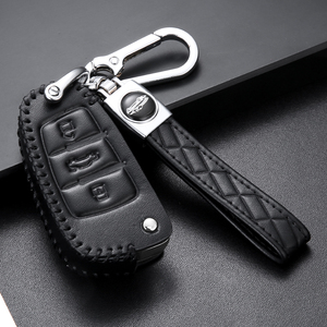 ที่หุ้มกุญแจรถหนังแฟชั่นทำด้วยมือสำหรับ <span class=keywords><strong>Audi</strong></span> A3 Q3 Q2L <span class=keywords><strong>Q2</strong></span>อีทรอนพับได้พร้อมตัวปิดแบบแขวน - Product Image 4