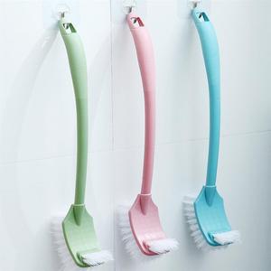 Toilet Brush <b>Set</b> Long Handle Wall Mounted Plastic Holder Rectangular Minimalist Design Bathroom Cleaning <b>Tool</b> - Product Image 3