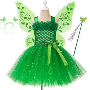 Costume da Dryade della Foresta per Bambine, Foglie Verdi per Halloween, in Poliestere, per Film e TV - Product Image 1