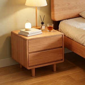 Modern Wood Nightstand with 2 Drawers Storage Bedroom Furniture Scandinavian Design Home Decor - Product Image 5