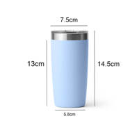 Gobelet isotherme 10oz avec revêtement poudré, compatible lave-vaisselle, double paroi, couvercle coulissant magnétique, pour café et boissons