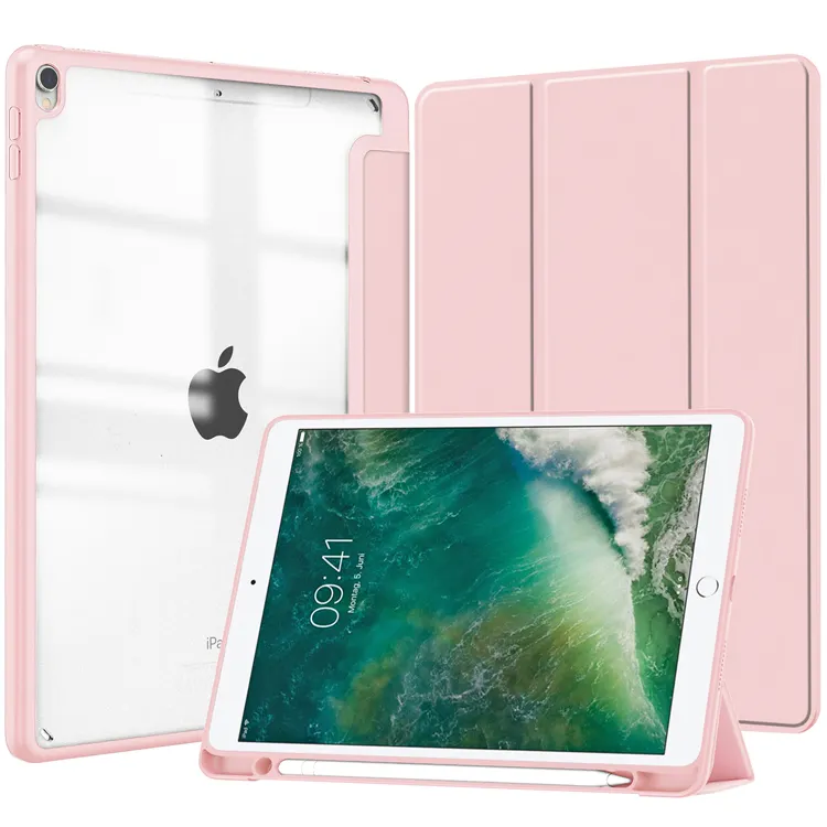Flat computer leather case Acrylic material Folio Flip PU Tablet Cases Leather case for ipad pro 10.5 inch