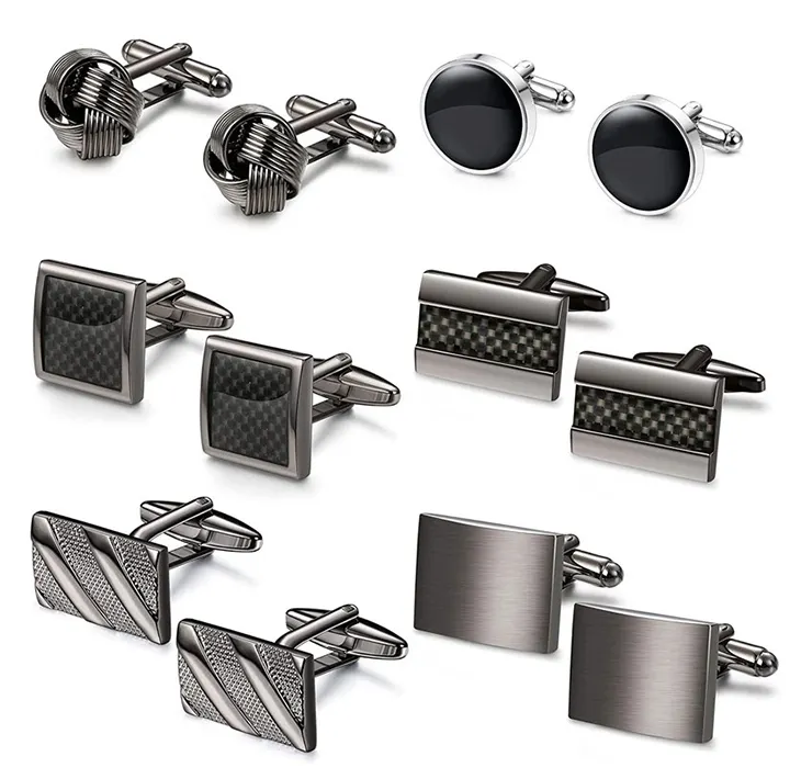 Custom Cufflinks Stainless Steel Box Sublimation Cuff links Skinny Blank Women Men Cufflinks and Tie Clips