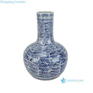 <span class=keywords><strong>Vase</strong></span> sphérique en porcelaine RZKY55-A de 15 pouces, motif floral de feuilles bleues et blanches, pour la décoration de la maison - Product Image 5